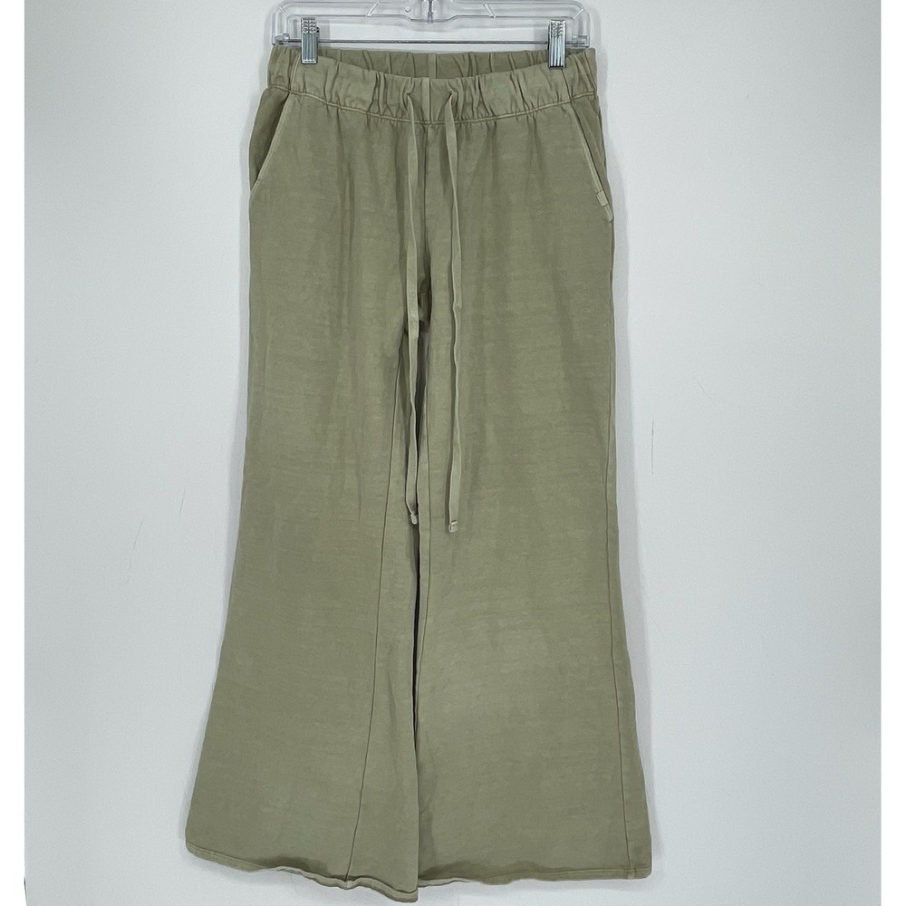 Out From Under Women's Sage Green Drawstring Fleece Wide Leg Sweatpants Size XS